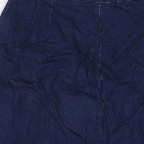 Phase Eight Womens Blue Cotton A-Line Skirt Size 16 Button