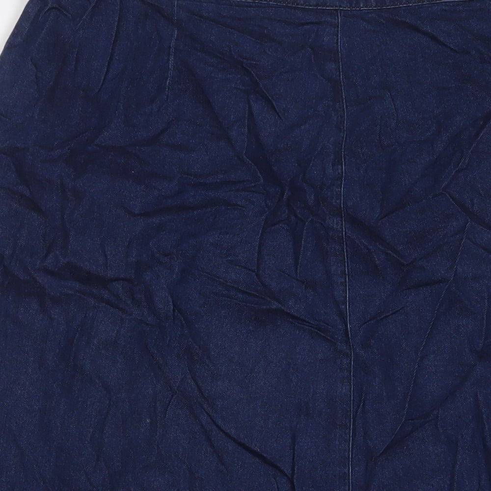 Phase Eight Womens Blue Cotton A-Line Skirt Size 16 Button