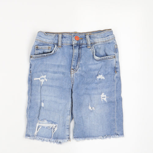 Zara Boys Blue Cotton Bermuda Shorts Size 9 Years L7 in Regular Zip - Distressed, Pockets