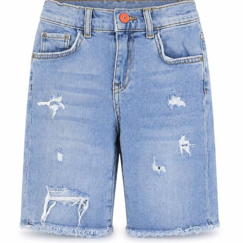 Zara Boys Blue Cotton Bermuda Shorts Size 9 Years L7 in Regular Zip - Distressed, Pockets