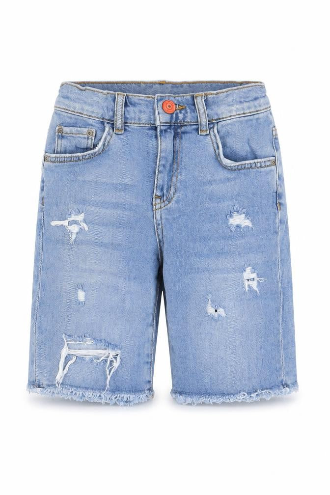 Zara Boys Blue Cotton Bermuda Shorts Size 9 Years L7 in Regular Zip - Distressed, Pockets