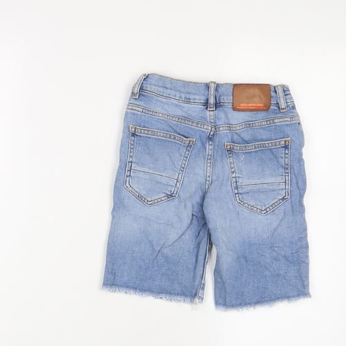 Zara Boys Blue Cotton Bermuda Shorts Size 9 Years L7 in Regular Zip - Distressed, Pockets