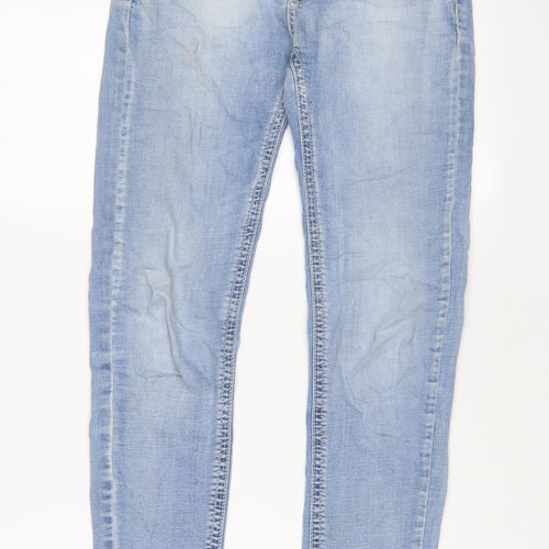 My Christy Womens Blue Cotton Skinny Jeans Size S L30 in Regular Zip - Embroidered