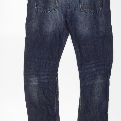 Marks and Spencer Boys Blue Cotton Straight Jeans Size 13-14 Years L30 in Regular Drawstring