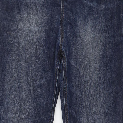Marks and Spencer Boys Blue Cotton Straight Jeans Size 13-14 Years L30 in Regular Drawstring