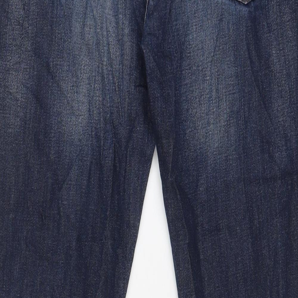Marks and Spencer Boys Blue Cotton Straight Jeans Size 13-14 Years L30 in Regular Drawstring