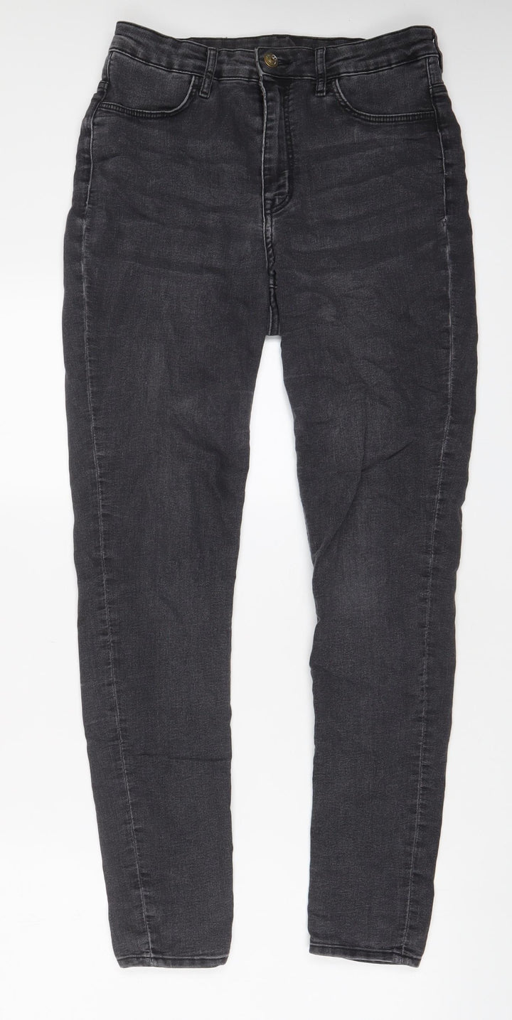 H&M Womens Grey Cotton Skinny Jeans Size 10 L29 in Regular Zip