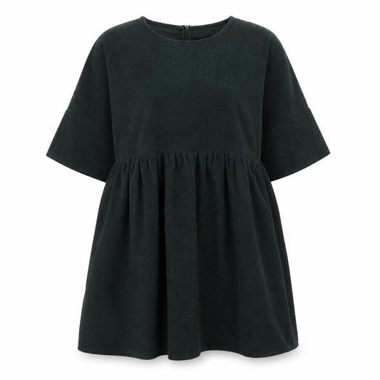 Front view of Missguided women’s green polyester a-line, size UK 12, crew neck zip