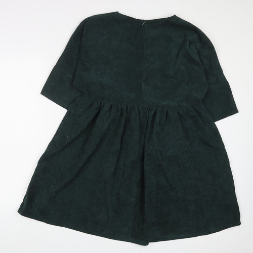 Missguided Womens Green Polyester A-Line Size 12 Crew Neck Zip