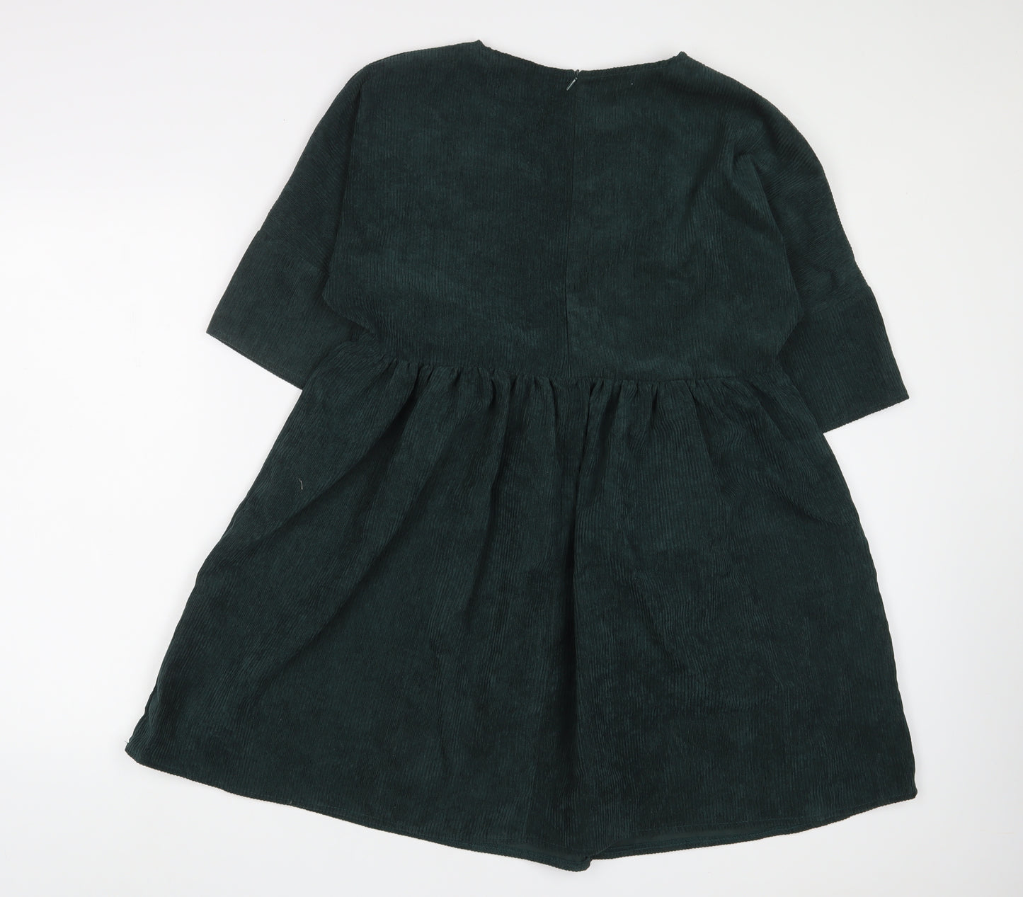 Missguided Womens Green Polyester A-Line Size 12 Crew Neck Zip