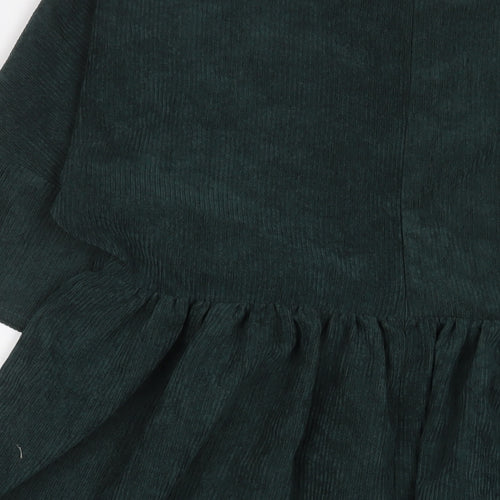 Missguided Womens Green Polyester A-Line Size 12 Crew Neck Zip