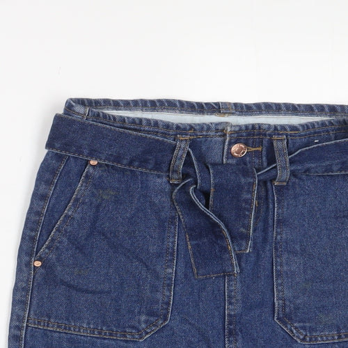 Denim & Co. Girls Blue Cotton A-Line Skirt Size 9-10 Years Regular Zip - Belted