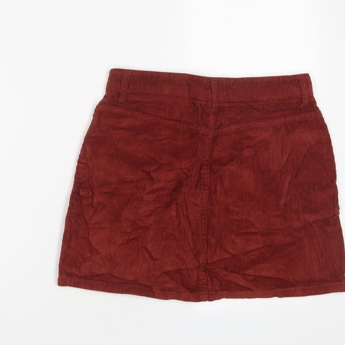 Topshop Womens Red Cotton A-Line Skirt Size 8 Zip