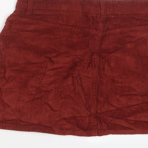 Topshop Womens Red Cotton A-Line Skirt Size 8 Zip