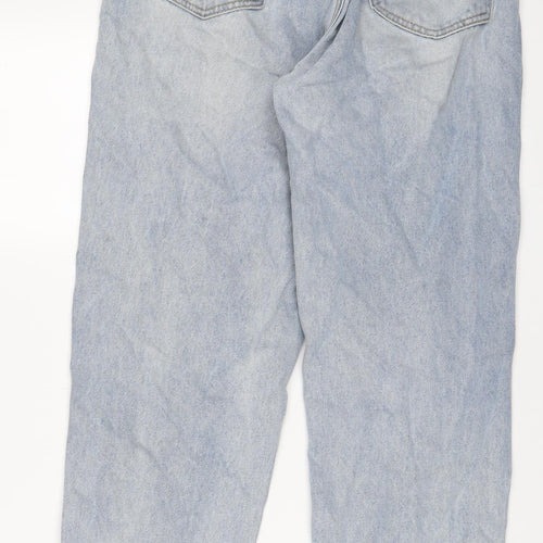 PRETTYLITTLETHING Womens Blue Cotton Straight Jeans Size 10 L31 in Regular Zip