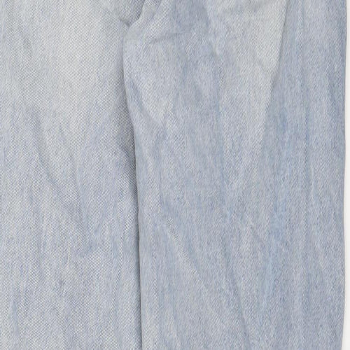 PRETTYLITTLETHING Womens Blue Cotton Straight Jeans Size 10 L31 in Regular Zip