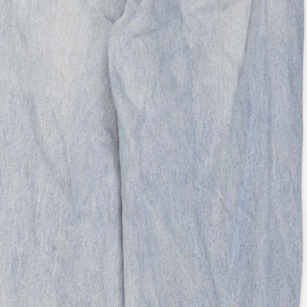 PRETTYLITTLETHING Womens Blue Cotton Straight Jeans Size 10 L31 in Regular Zip