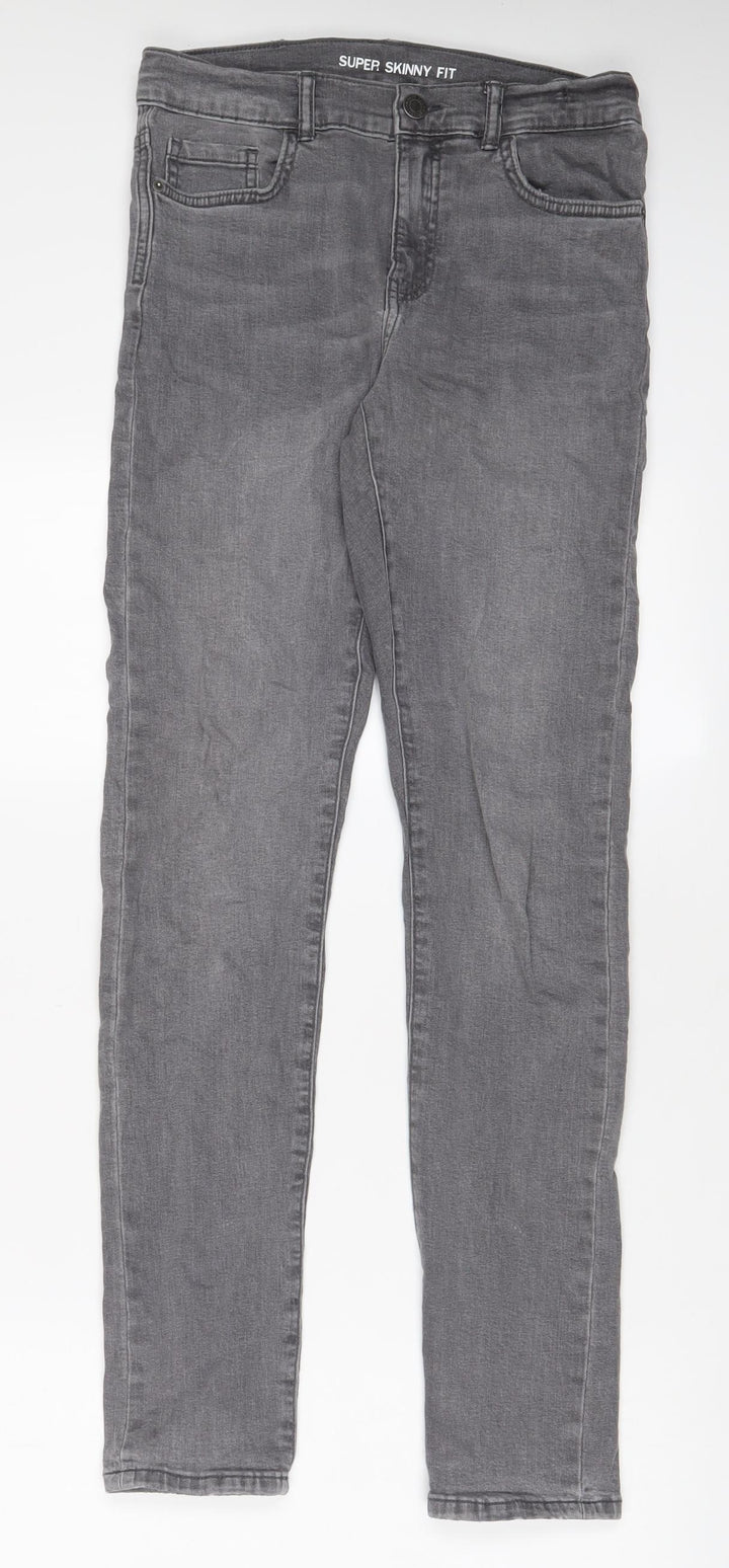 Zara Girls Grey Cotton Skinny Jeans Size 13-14 Years L30 in Regular Zip