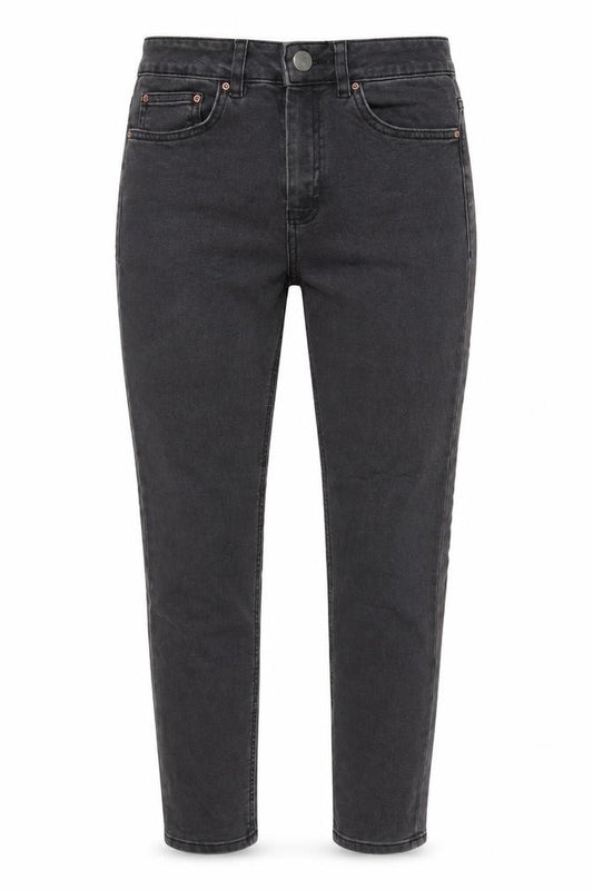 Front view of ASOS women’s grey cotton skinny jeans, size UK 26, in, 32-inch leg regular zip