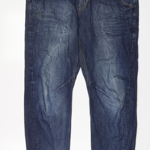 River Island Mens Blue Cotton Skinny Jeans Size 34 in L32 in Regular Drawstring