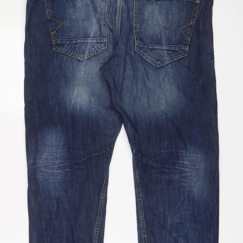 River Island Mens Blue Cotton Skinny Jeans Size 34 in L32 in Regular Drawstring