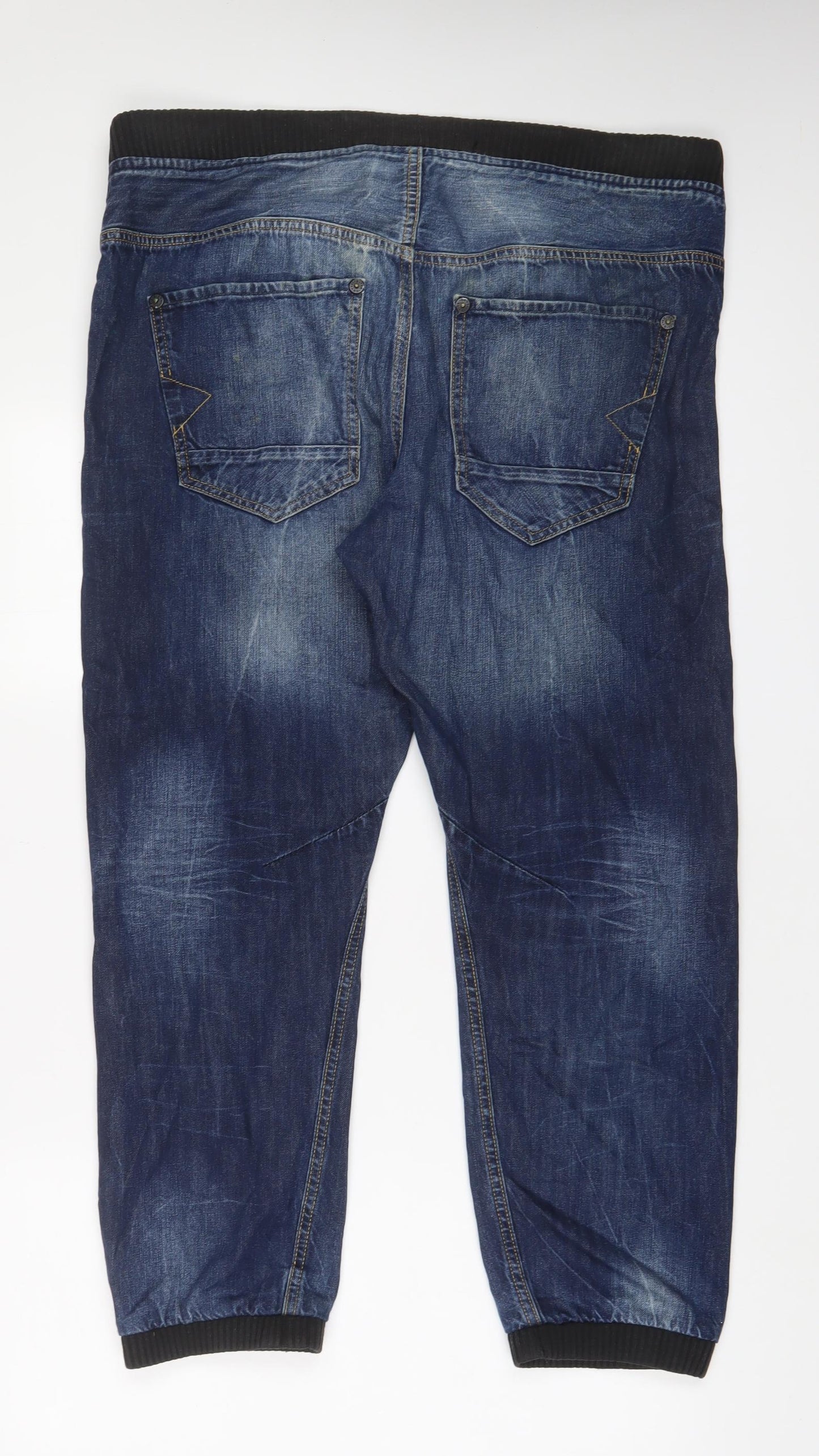River Island Mens Blue Cotton Skinny Jeans Size 34 in L32 in Regular Drawstring