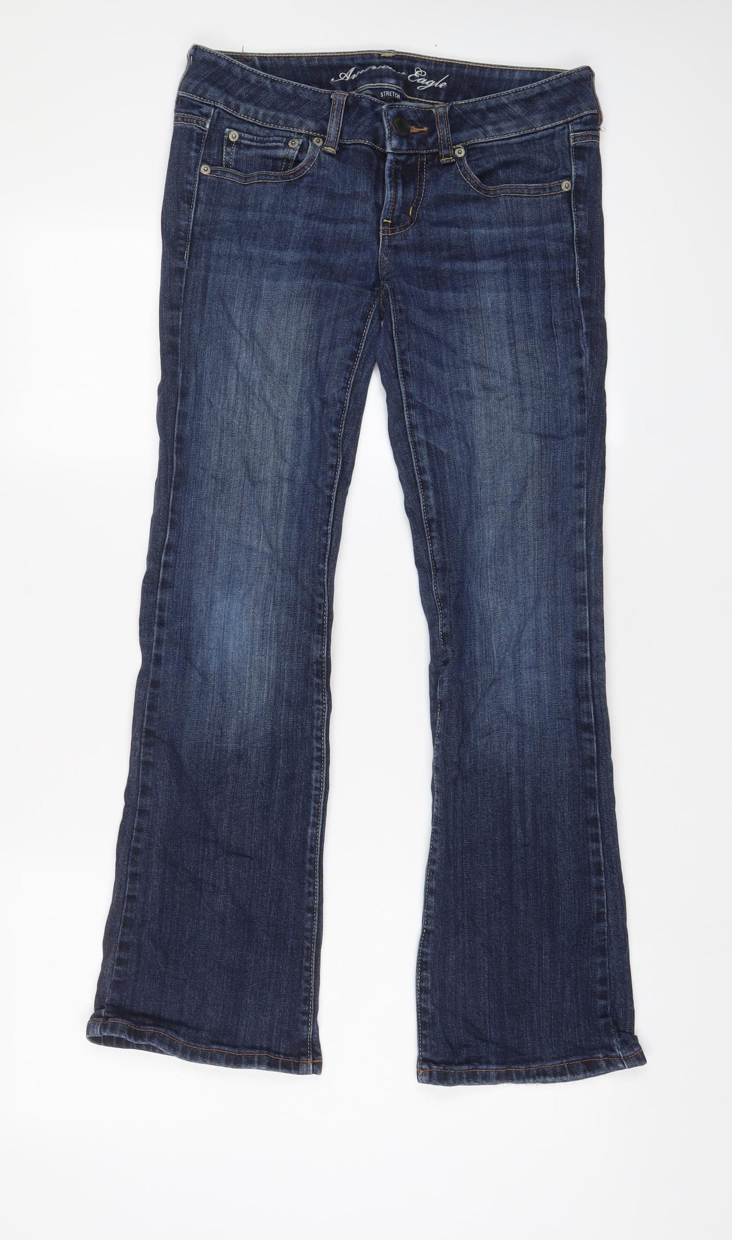 AMERICAN EA] Womens Blue Cotton Bootcut Jeans Size 30 in L29 in Regular Zip