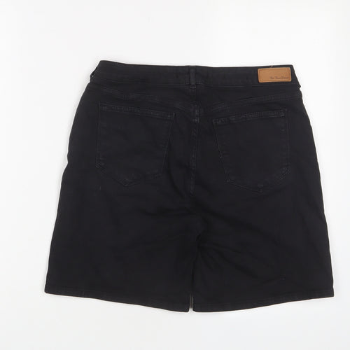 Fat Face Womens Black Cotton Bermuda Shorts Size 10 L7 in Regular Zip