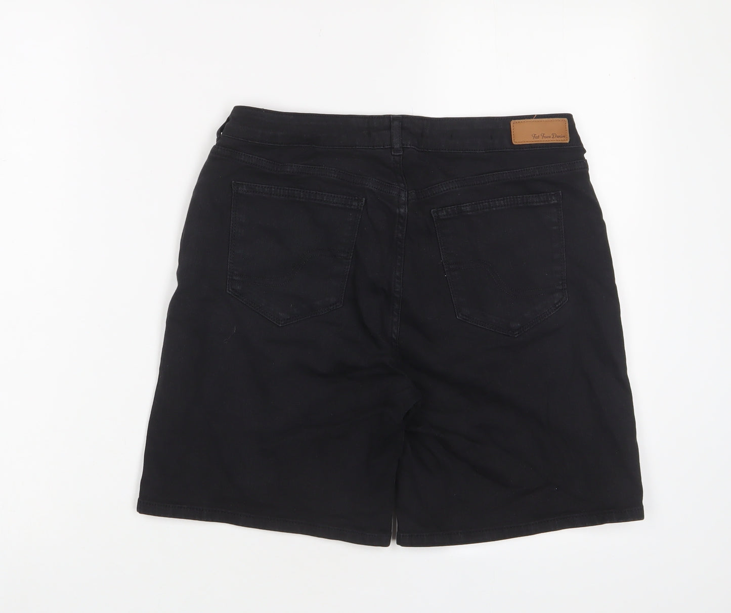 Fat Face Womens Black Cotton Bermuda Shorts Size 10 L7 in Regular Zip