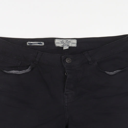 Fat Face Womens Black Cotton Bermuda Shorts Size 10 L7 in Regular Zip