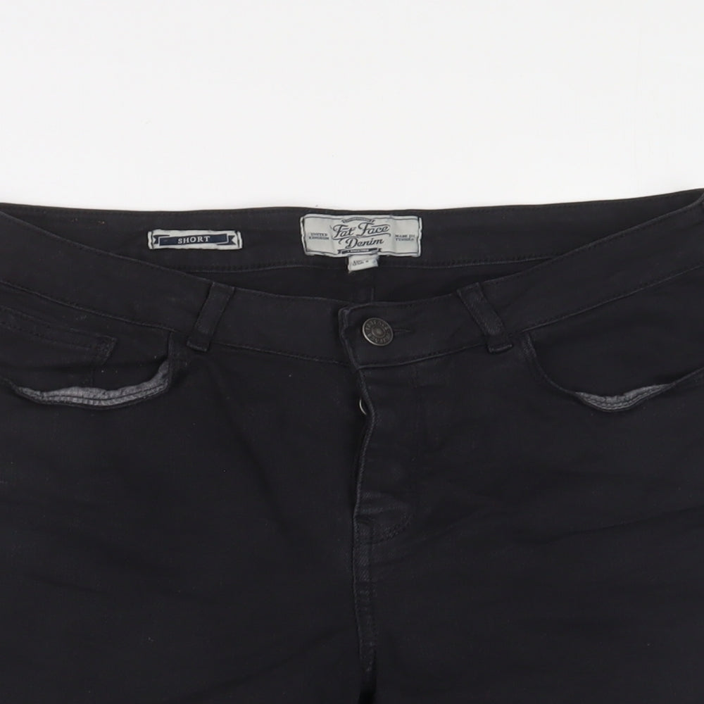 Fat Face Womens Black Cotton Bermuda Shorts Size 10 L7 in Regular Zip