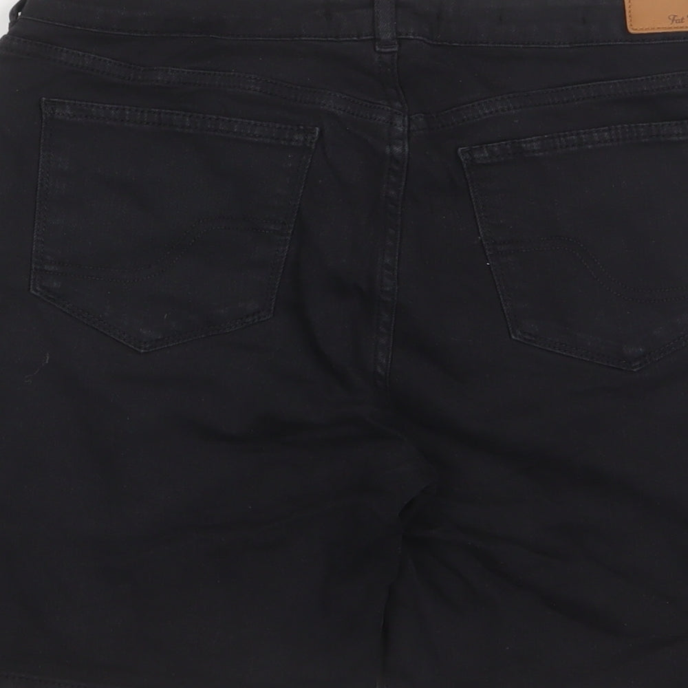 Fat Face Womens Black Cotton Bermuda Shorts Size 10 L7 in Regular Zip
