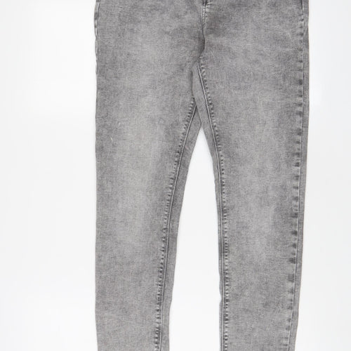 Denim & Co. Womens Grey Cotton Skinny Jeans Size 14 L28 in Regular Zip