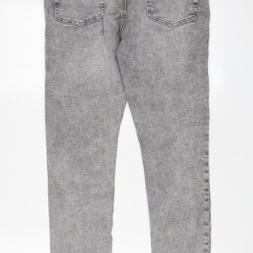 Denim & Co. Womens Grey Cotton Skinny Jeans Size 14 L28 in Regular Zip