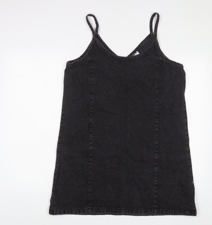 Noisy may Womens Black Cotton A-Line Size L Scoop Neck Pullover