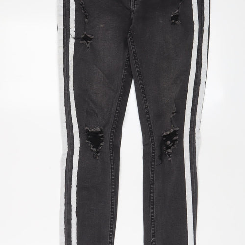Boohoo Mens Grey Cotton Skinny Jeans Size 28 in L30 in Regular Zip