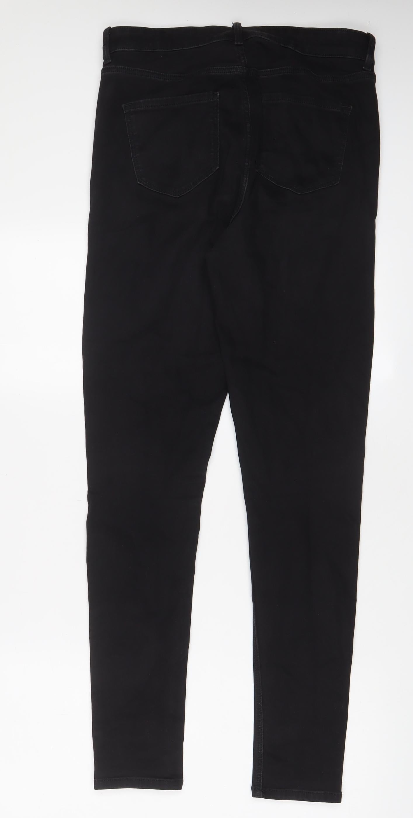 Marks and Spencer Womens Black Cotton Skinny Jeans Size 12 L31 in Regular Zip