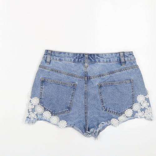 Denim & Co. Womens Blue Cotton Basic Shorts Size 10 Regular Zip - Crochet