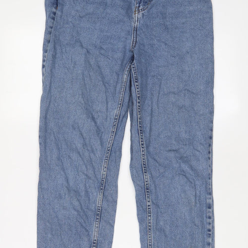 Denim & Co. Womens Blue Cotton Straight Jeans Size 8 L26 in Regular Zip
