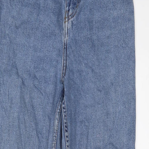 Denim & Co. Womens Blue Cotton Straight Jeans Size 8 L26 in Regular Zip