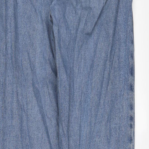 Denim & Co. Womens Blue Cotton Straight Jeans Size 8 L26 in Regular Zip