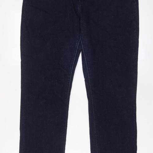 Levi's Womens Blue Cotton Straight Jeans Size 14 L29 in Regular Zip