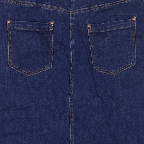 Roman Womens Blue Cotton A-Line Skirt Size 16 Zip - Pockets