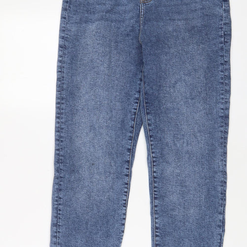 Denim & Co. Womens Blue Cotton Straight Jeans Size 10 L27 in Regular Zip
