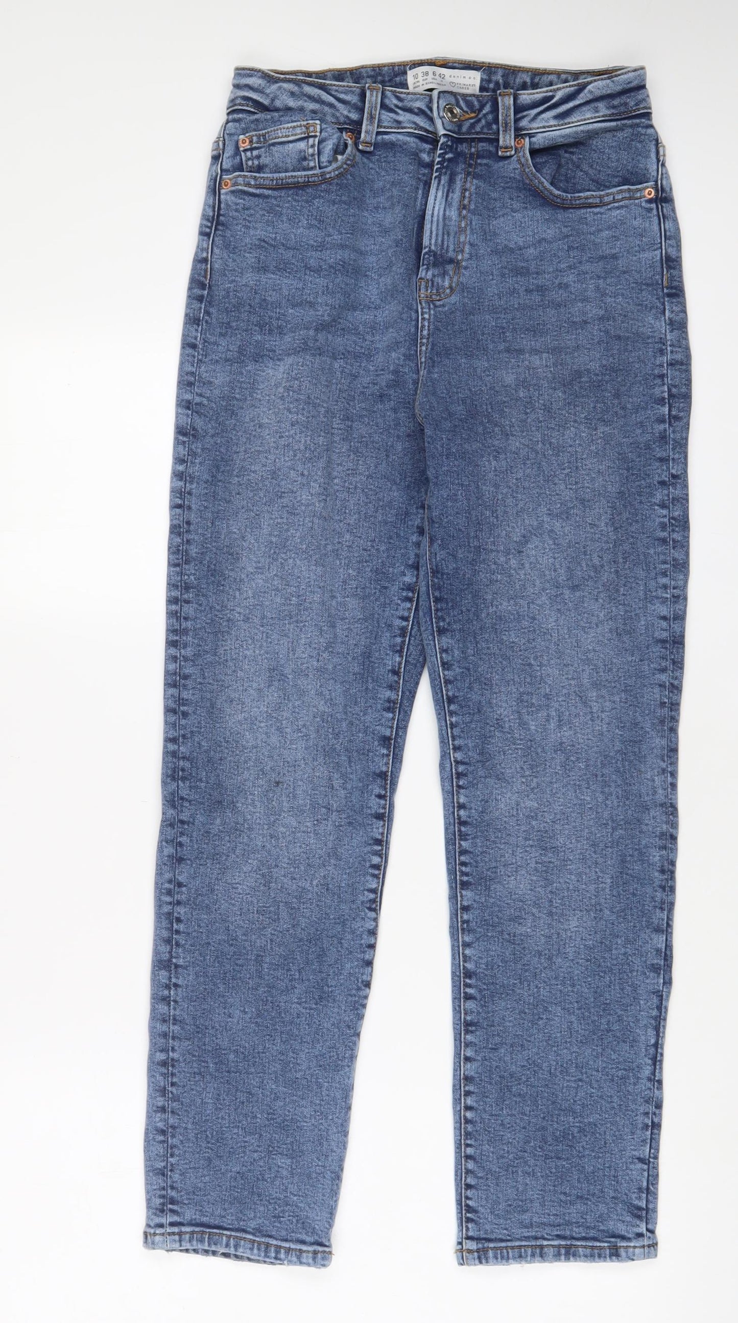 Denim & Co. Womens Blue Cotton Straight Jeans Size 10 L27 in Regular Zip