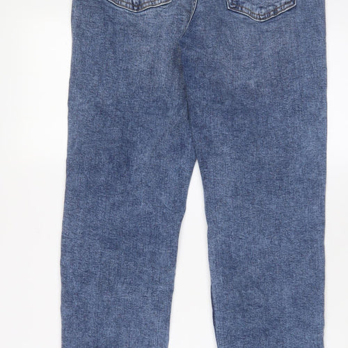 Denim & Co. Womens Blue Cotton Straight Jeans Size 10 L27 in Regular Zip