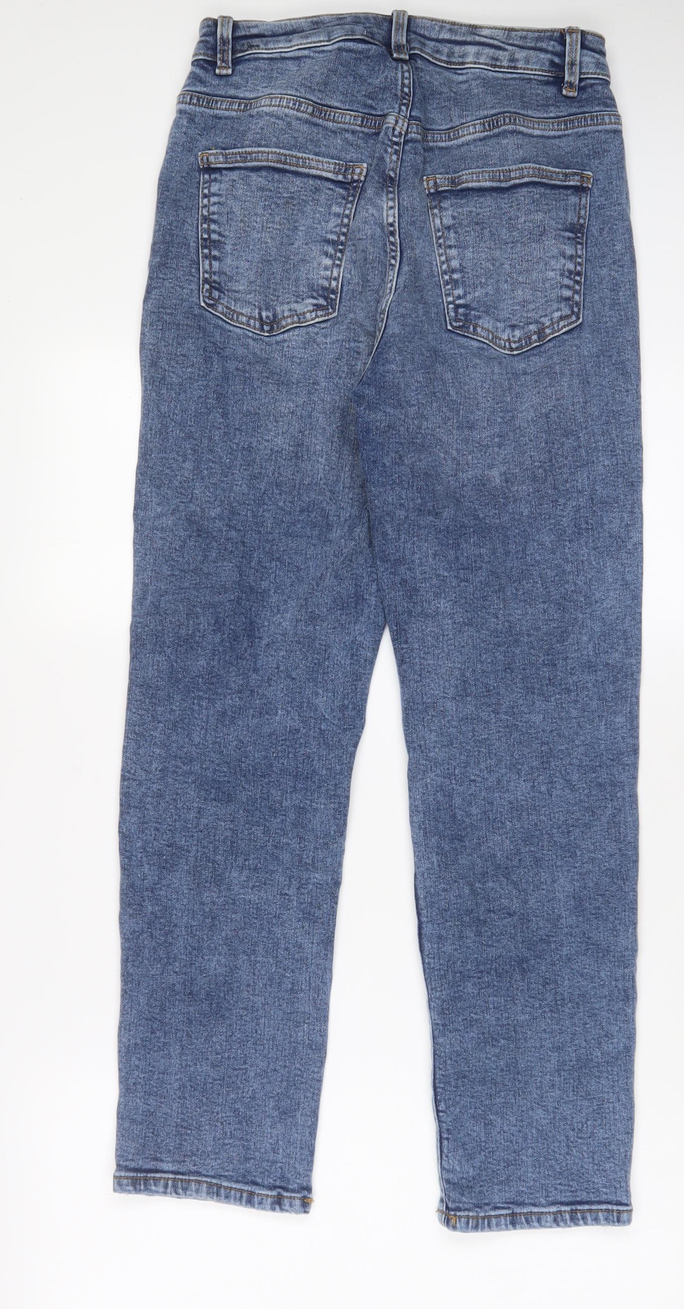 Denim & Co. Womens Blue Cotton Straight Jeans Size 10 L27 in Regular Zip