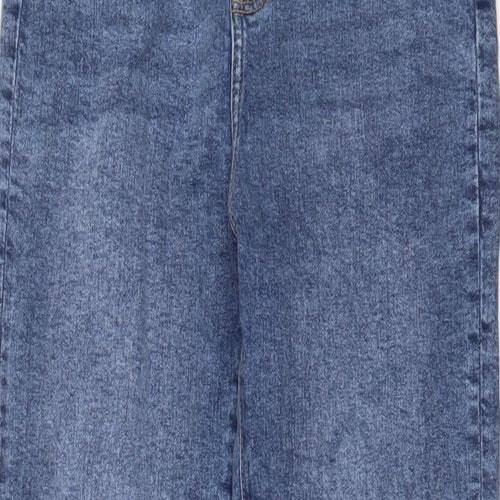 Denim & Co. Womens Blue Cotton Straight Jeans Size 10 L27 in Regular Zip
