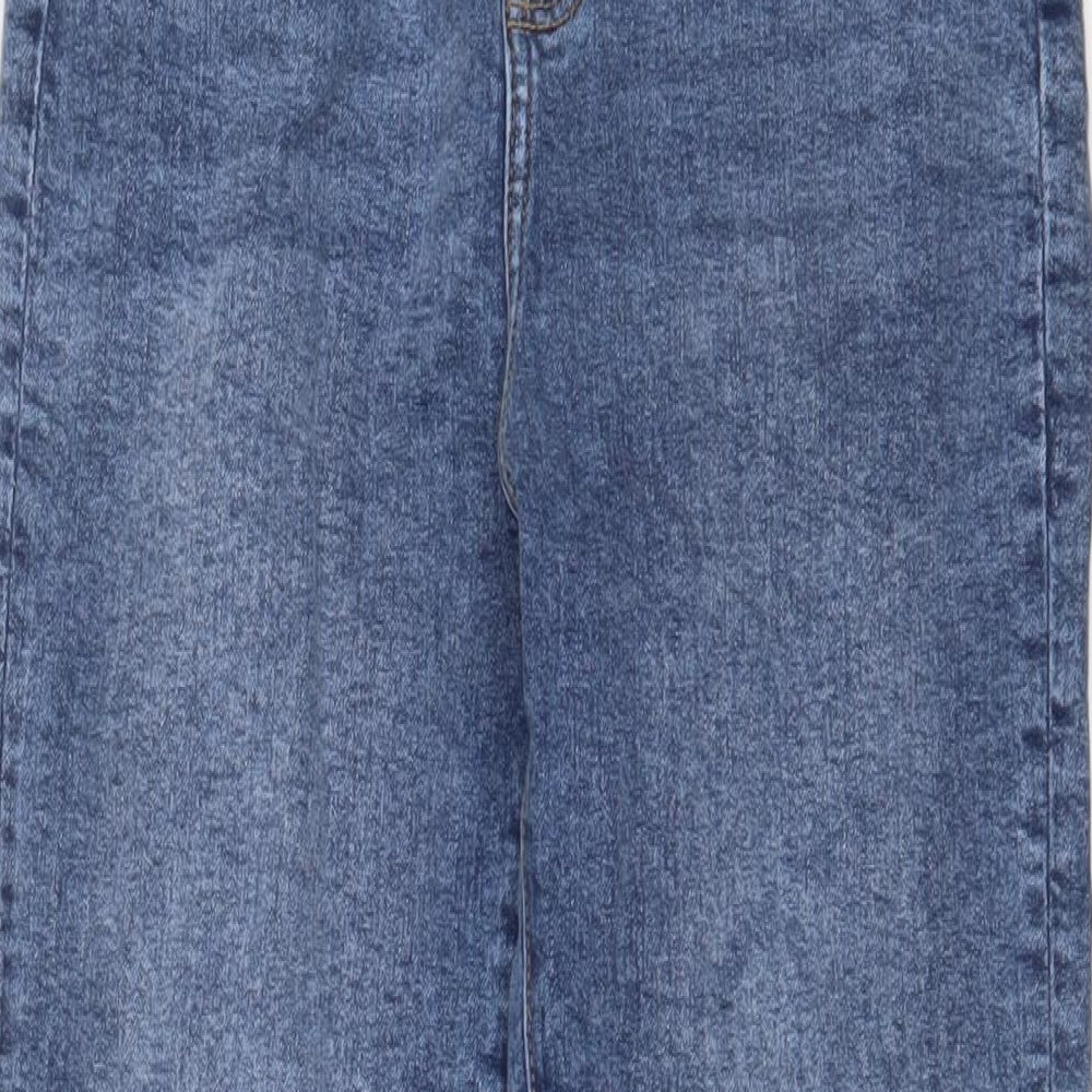 Denim & Co. Womens Blue Cotton Straight Jeans Size 10 L27 in Regular Zip