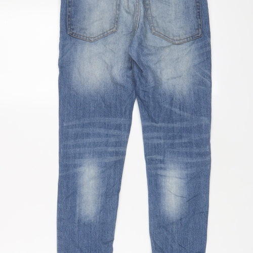 F&F Girls Blue Cotton Skinny Jeans Size 10-11 Years L25 in Regular Zip - Adjustable waist, Pockets